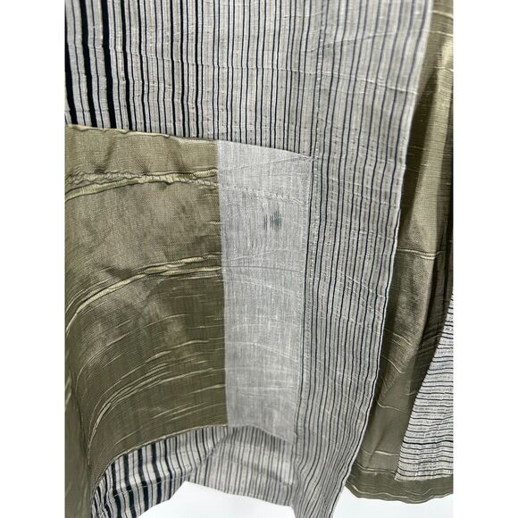 NWT Alembika Shimmer Striped Kimono Linen Blend Gold Size M - Picture 6 of 7